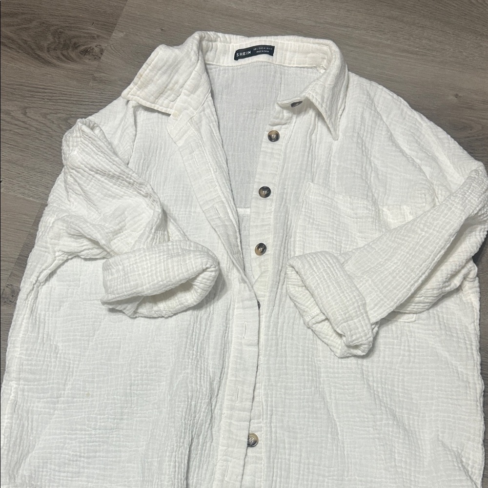 SHEIN Textured Cream Blouse
